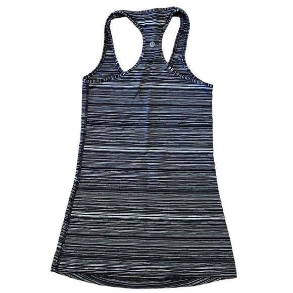 LULULEMON Grey Stripe Cool Racerback Tank Top Size 4 - Picture 3 of 5
